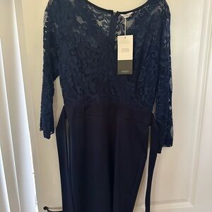 Navy Lace Long Sleeve Dress